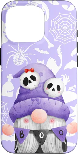 Vista 20 de iPhone 16 Boo Gnome Halloween Purple Spooky Creepy Cute Watercolor Case