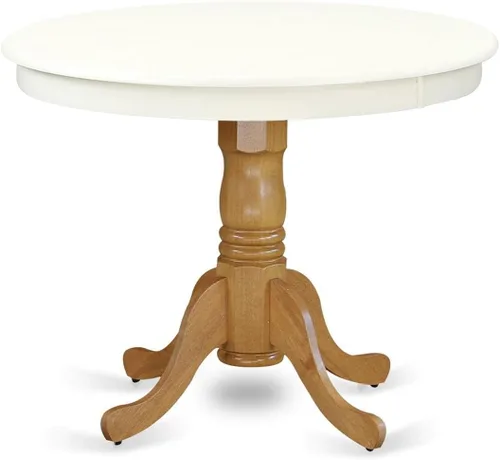 Vista 7 de East West Furniture ANT-ABK-TP Mesa de Comedor Antigua - una Mesa Redonda de Cocina con Superficie/Tablero y Base de Pedestal, 36x36 Pulgadas, Negro
