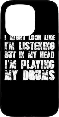 Vista 14 de iPhone 12/12 Pro Might Look Like I'm Listening Playing Drums - Estuche divertido para batería
