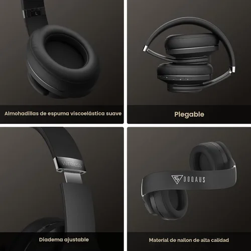 Vista 6 de DOQAUS Auriculares Bluetooth sobre la oreja, control de aplicaciones Negro