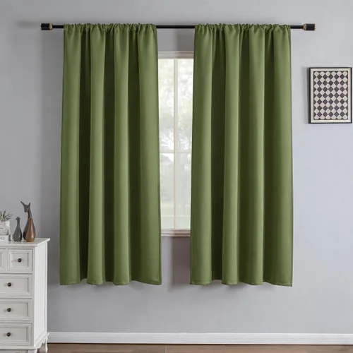 Vista 36 de IGEMAEVE Cortinas opacas para dormitorio, color beige, 52 pulgadas de ancho