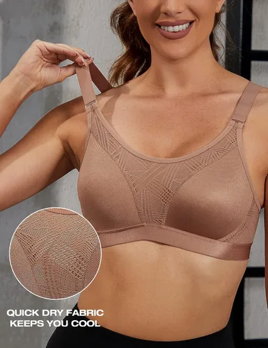 Vista 2 de ZeroBound Sujetadores deportivos de alto impacto para mujer, tallas grandes, sin varillas, sin relleno, sujetadores de entrenamiento de alto soporte