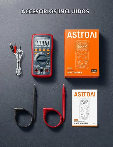 Vista 8 de AstroAI Multímetro digital, TRMS 4000 cuenta voltios medidor (rango manual y automático); mide el probador de voltaje, corriente, resistencia