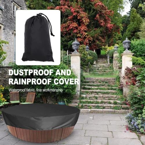 Vista 2 de DOITOOL Cubierta redonda para bañera de hidromasaje, impermeable, cubierta de spa para exteriores, protector redondo de 75 pulgadas para piscinas