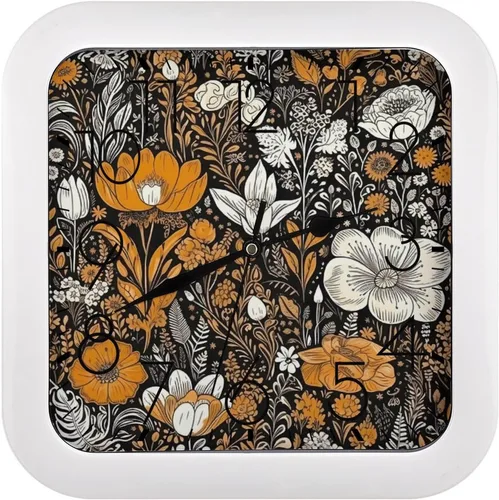 Vista 14 de 10" Square Modern Wall Clock,Animal Feathers Print Kitchen Clocks Wall Battery Operated,Silent Non Ticking Unique Funny Cute Wall Clock for Living