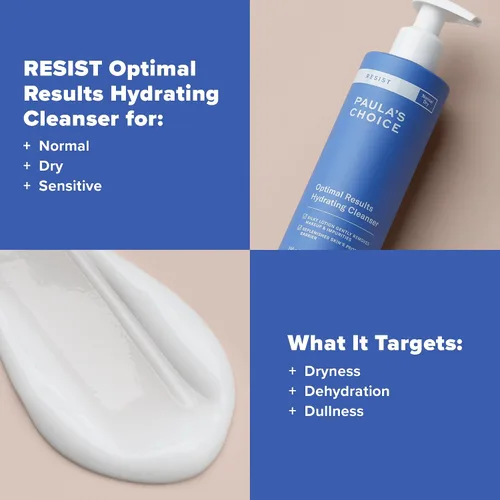 Vista 4 de Paula's Choice RESIST Optimal Results Limpiador hidratante, té verde y manzanilla, lavado facial antienvejecimiento, piel seca, 6.4 onzas