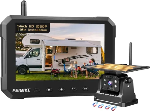 Vista 10 de FEISIKE Cámara de respaldo, visión nocturna IR 1080P con monitor, cámara de visión trasera plug-play fácil de instalar, gran angular de 150 grados