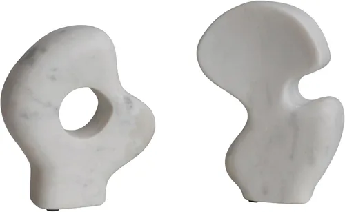 Vista 11 de Esculturas decorativas abstractas de mármol, juego de 2 estilos, color blanco