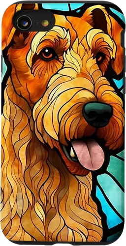 Vista 18 de Airedale Terrier Dog Stained Glass Case for iPhone 17