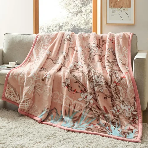 Vista 9 de Nestl Manta de Forro Polar de Terciopelo de 9 Libras Tamaño Queen - 2 Capas Pesada y Cálida Estilo Coreano - Raschel Impresa Reversible - Resistente