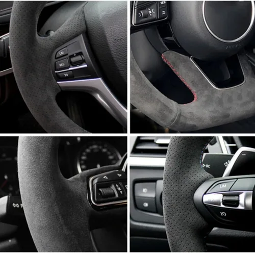Vista 4 de Cubiertas de volante para Mazda 2 CX3 CX-5, cubierta personalizada para volante de automóvil