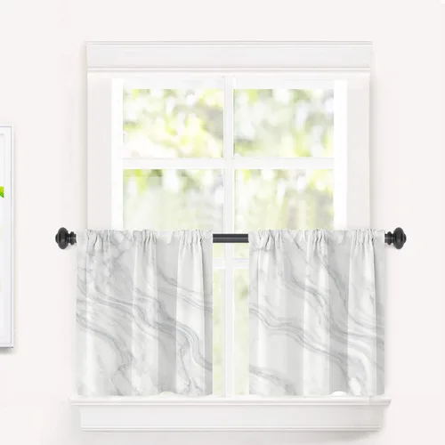 Vista 93 de Cortinas opacas de poliéster multicapa marrón con diseño de bosque natural, 2 unidades, 26 x 24 pulgadas