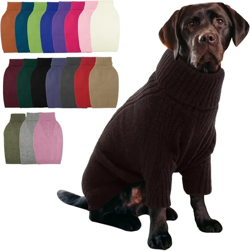 Vista 44 de IECOii Suéter de perro salchicha de cuello alto para perros pequeños, medianos y hembras, elástico y transpirable, abrigo de punto cálido, para Negro