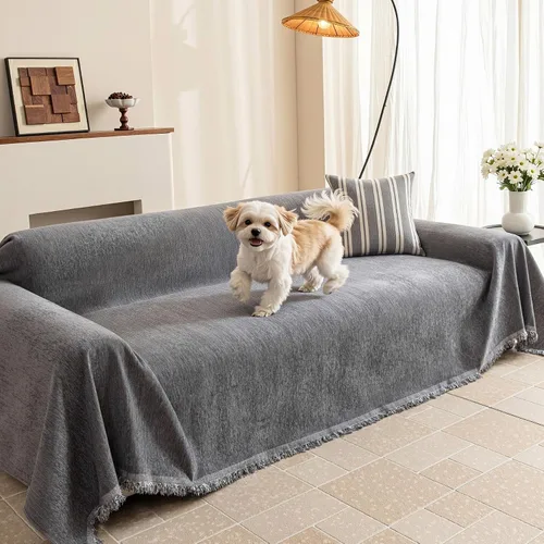 Vista 15 de MEETSKY Funda Negra de Silla de Tamaño Grande, Funda de Chenilla para Sillón/Sofá de 1 Cojín para Perro, Fundas de Sofá Protector de Muebles