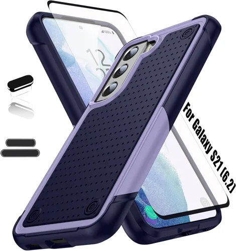 Vista 9 de Funda resistente para Samsung Galaxy S21 de 6.2 pulgadas, 4 esquinas con bolsas de aire [protección contra caídas de 12 pies], agarre texturizado