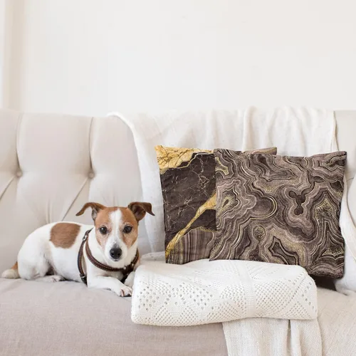 Vista 4 de Ambesonne Juego de 2 fundas de almohada decorativas con estampado de mármol, con temática de tonos terrosos, diseño abstracto moderno de piedra