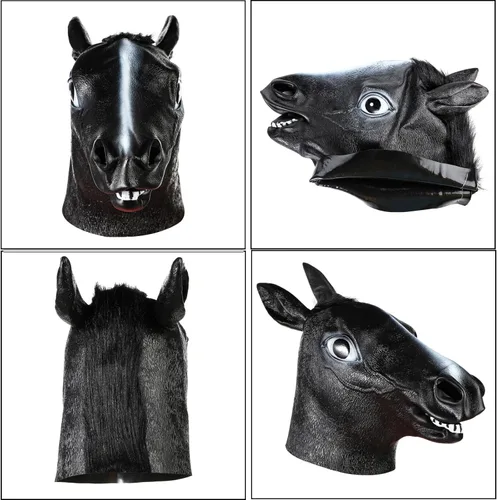 Vista 2 de Ibluelover Máscara de cabeza de caballo para adultos, máscara de vinilo