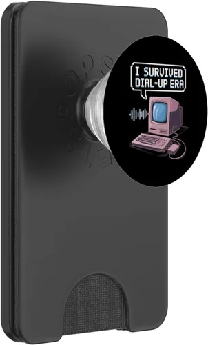 Vista 8 de Retro 90s Technology Nostalgia I Survived the Dial-Up Era PopSockets Adhesive PopGrip