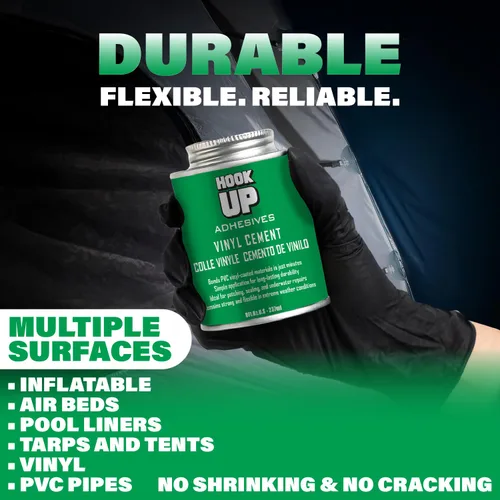 Vista 4 de HOOK UP, 2 paquetes de pegamento de vinilo impermeable de alta calidad para reparaciones de piscinas y artículos inflables de secado rápido