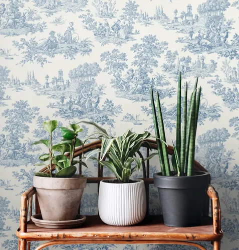 Vista 6 de NextWall Chateau Toile Papel Tapiz Despegar y Pegar (Blue Bell)