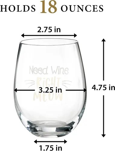 Vista 2 de Lillian Rose 2 copas de vino para amantes de los gatos con frases divertidas