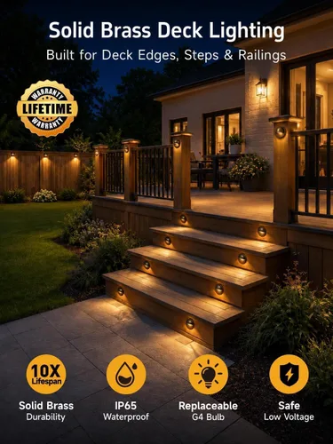 Vista 2 de Gardenreet Luz de cubierta de latón macizo, 12 V, 2700 K, blanco cálido G4, 1 paquete