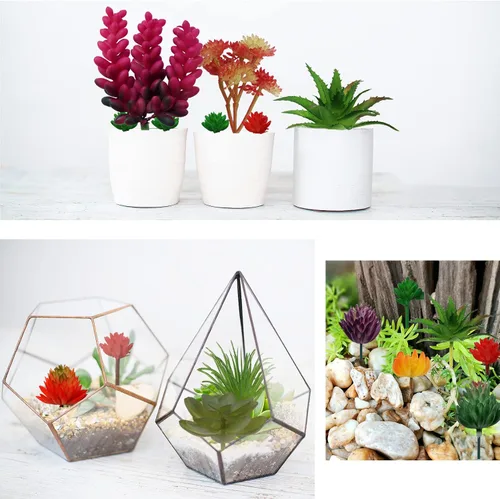 Vista 2 de 22 suculentas falsas coloridas, mini suculentas artificiales para manualidades, hogar, terrario, pared, jardín, arreglo, decoración de oficina
