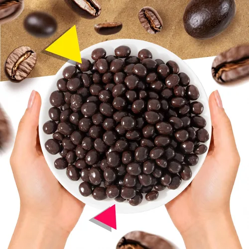Vista 6 de Granos de café expreso cubiertos de chocolate oscuro, caramelo de café, bolsa de 1 libra Frijoles arábica, snack de oficina