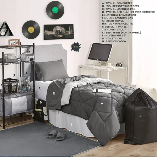 Vista 3 de Paquete de 44 piezas para dormitorio individual XL, color gris/Jet Stream