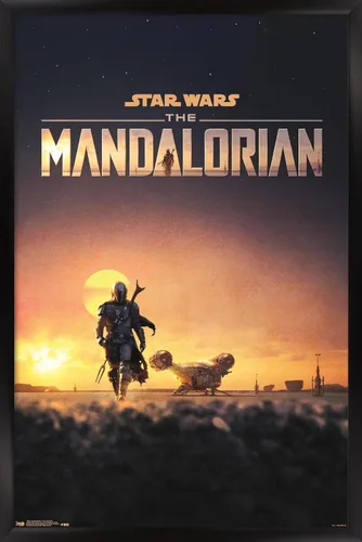 Vista 9 de Trends International Star Wars: The Mandalorian - Póster de pared de una hoja D23, 14.725 x 22.375 pulgadas, versión enmarcada de madera de granero