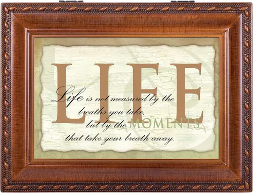 Vista 3 de Cottage Garden Caja de música Life Measured by Moments con cuerda de madera con diseño de cuerda y reproduce un mundo maravilloso