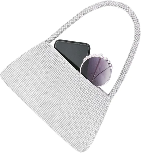 Vista 7 de Naimo Bolso de mano de cristal brillante con asa superior, bolso de hombro cruzado para boda, fiesta, novia