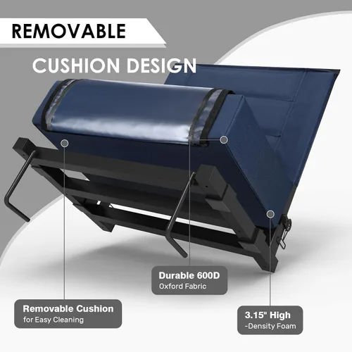 Vista 5 de Stadium Seats with Back Support,Bleacher Chairs with Cushion, Portable Folding Stadium Chair with Removable Cushion and Large Pocket for School