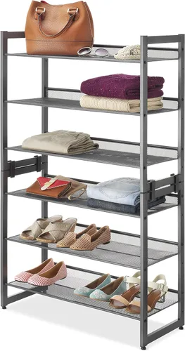 Vista 7 de Whitmor - Zapatero de malla de acero, 3 niveles, color gris plomizo