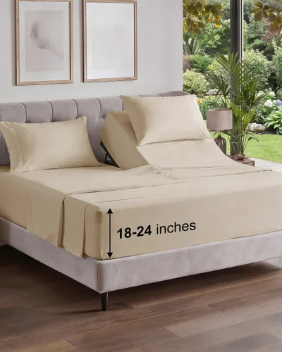Vista 692 de Extra Deep Twin XL Sheet Set - 3 Piece College Dorm Room - White 01-Blanco