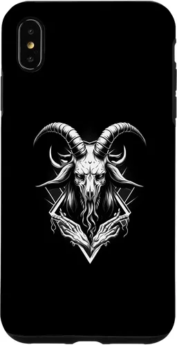 Vista 7 de iPhone 15 Goat Baphomet - Funda demoníaca gótica oculta