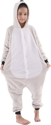 Vista 6 de Disfraz de animal de forro polar para niños y niñas, disfraz de Halloween con capucha