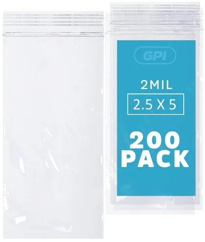 Vista 14 de GPI Paquete de 200 bolsas de plástico transparente con cremallera de 1 pulgada x 1 pulgada de grosor, bolsas de polietileno resistentes y duraderas