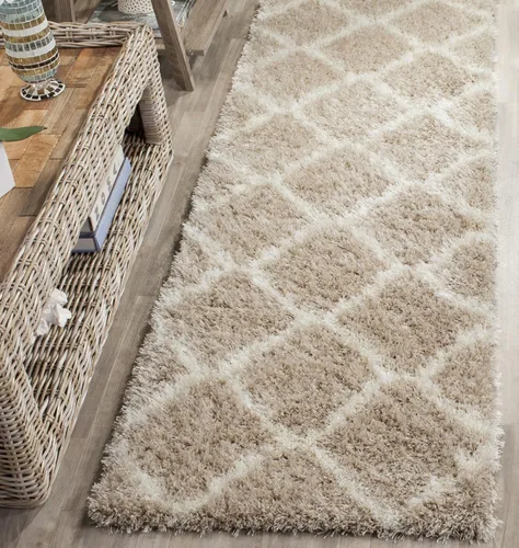Vista 14 de SAFAVIEH Colección Montreal Shag SGM866C Trellis que no desprende pelusa para sala de estar, dormitorio, comedor y entrada, alfombra decorativa