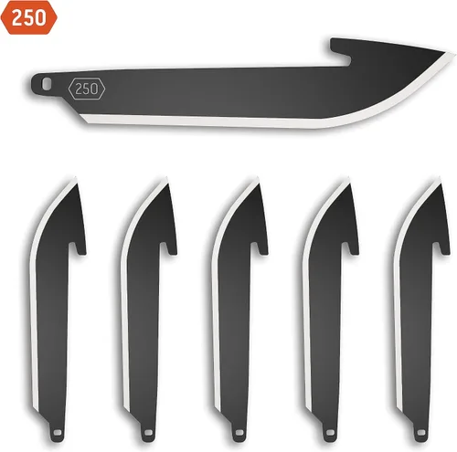 Vista 2 de OUTDOOR EDGE Paquete de cuchillas de punto de caída de 2.5" (negro, 6 cuchillas), código de hoja de compatibilidad 250