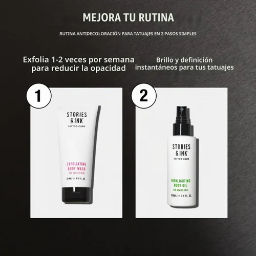 Vista 7 de Stories & Ink Tattoo Care Highlighting Body Oil Brillo instantáneo