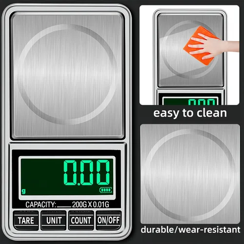 Vista 3 de Báscula digital de bolsillo para joyería de 7.05 oz, 0.00 oz, precisión recargable por USB, portátil, mini gramo, báscula de alimentos para moneda