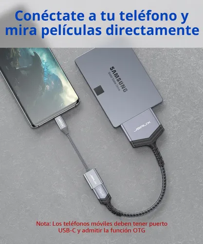 Vista 6 de JSAUX Cable SATA a USB, USB 3.0 a 2.5 pulgadas, adaptador de disco duro Gris