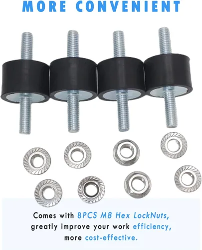 Vista 6 de Tornillos de goma M8 amortiguadores antivibración aislador soportes cilíndricos de goma para compresores de aire, motores diésel, 4 unidades M8 x 23