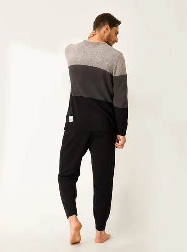Vista 3 de DAVID ARCHY Conjunto de pijama de forro polar de felpa para hombre, cálido, acogedor, manga larga, parte superior e inferior