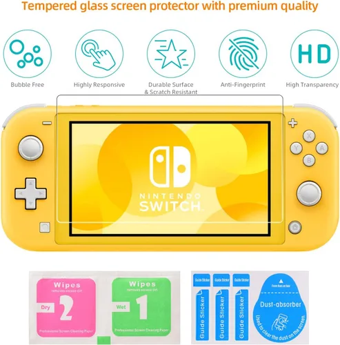 Vista 3 de Protective Case Bundle for Nintendo Switch Lite, Tempered Glass Screen Protector, 4 Game Card Slots, Kick-Stand, Ergonomics Hand Grip, Shockproof