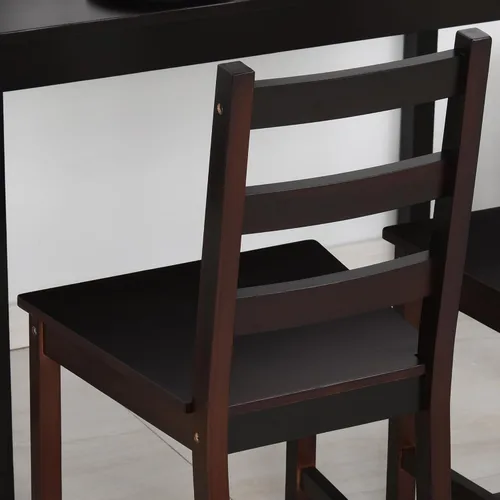 Vista 8 de HOMCOM Juego de mesa de comedor para 4, 5 piezas, mesa de cocina moderna y sillas, juego de comedor de madera para espacios pequeños, rincón