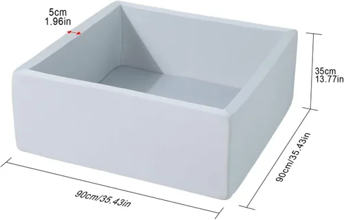 Vista 5 de Piscina de Pelotas Cuadrada de Espuma para Niños Pequeños, 35"x35"x12" Piscina de Pelotas Suave con Cubierta Removible, Corralito de Pelotas