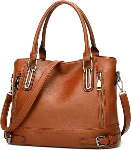 Vista 8 de FANDARE Bolso de mano vintage para mujer, bolso bandolera de piel sintética, impermeable