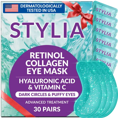 Vista 15 de Stylia Parches para usar debajo de los ojos para ojos hinchados y ojeras (20 pares) – Mascarilla de oro de 24 quilates para usar debajo de los ojos
